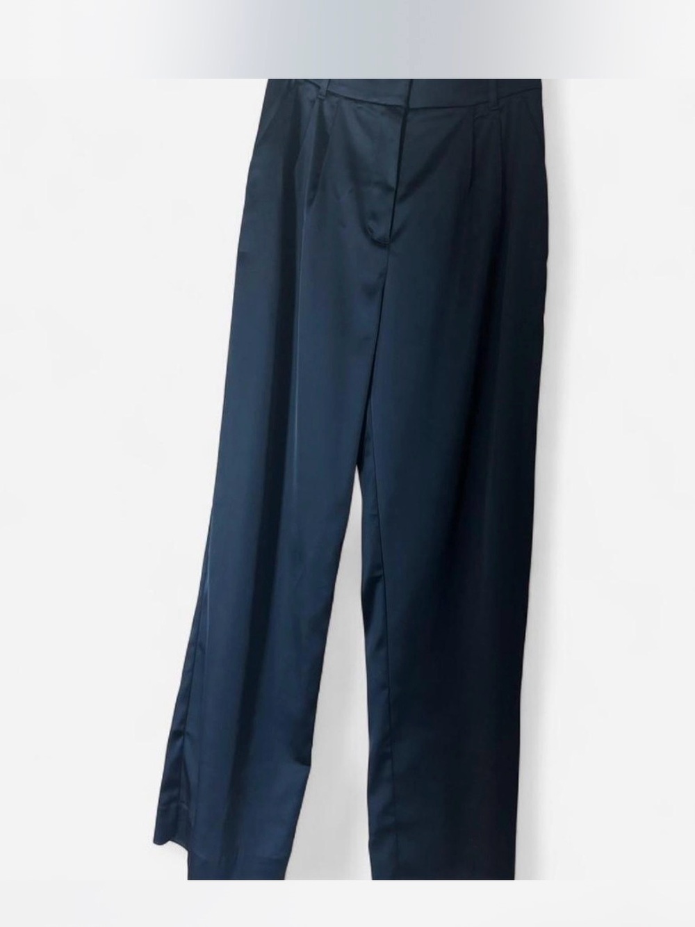 Abercrombie & Fitch Womens Navy Silk Pants - Tailored Straight Leg